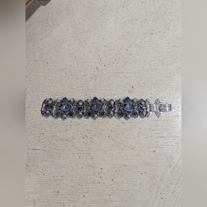 Vintage Elegant Silver and Blue Women's Bracelet